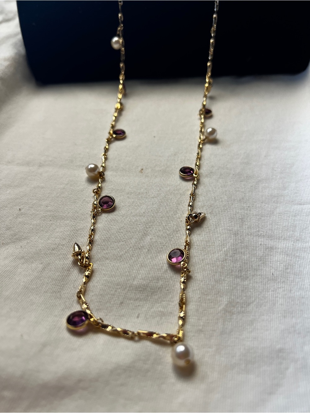 Vintage Swarovski Crystal and Faux Pearl Long Necklace